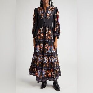 🥭FARM RIO Winter Garden Floral Print Long Sleeve Dress